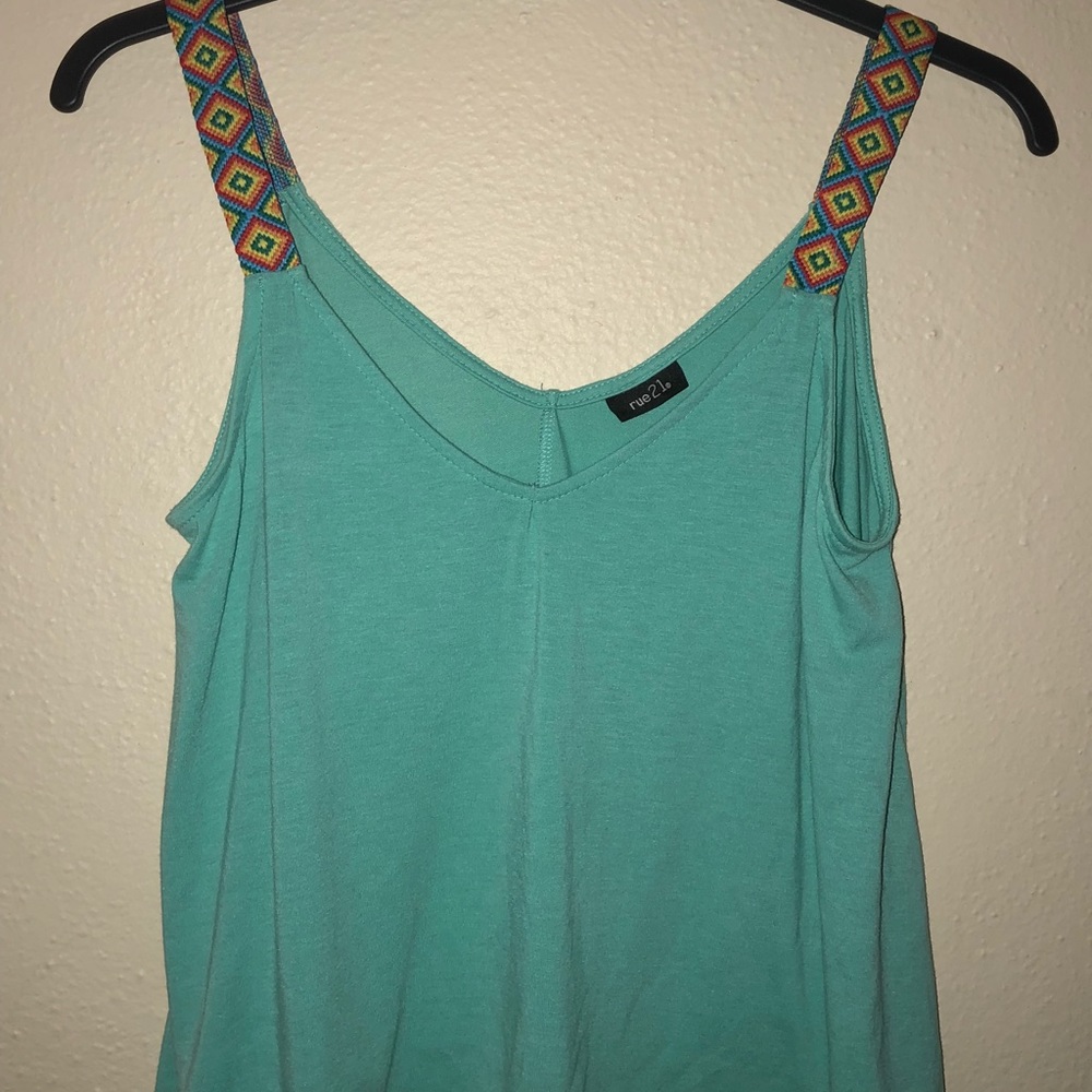 Mint tribal crop top. Medium.